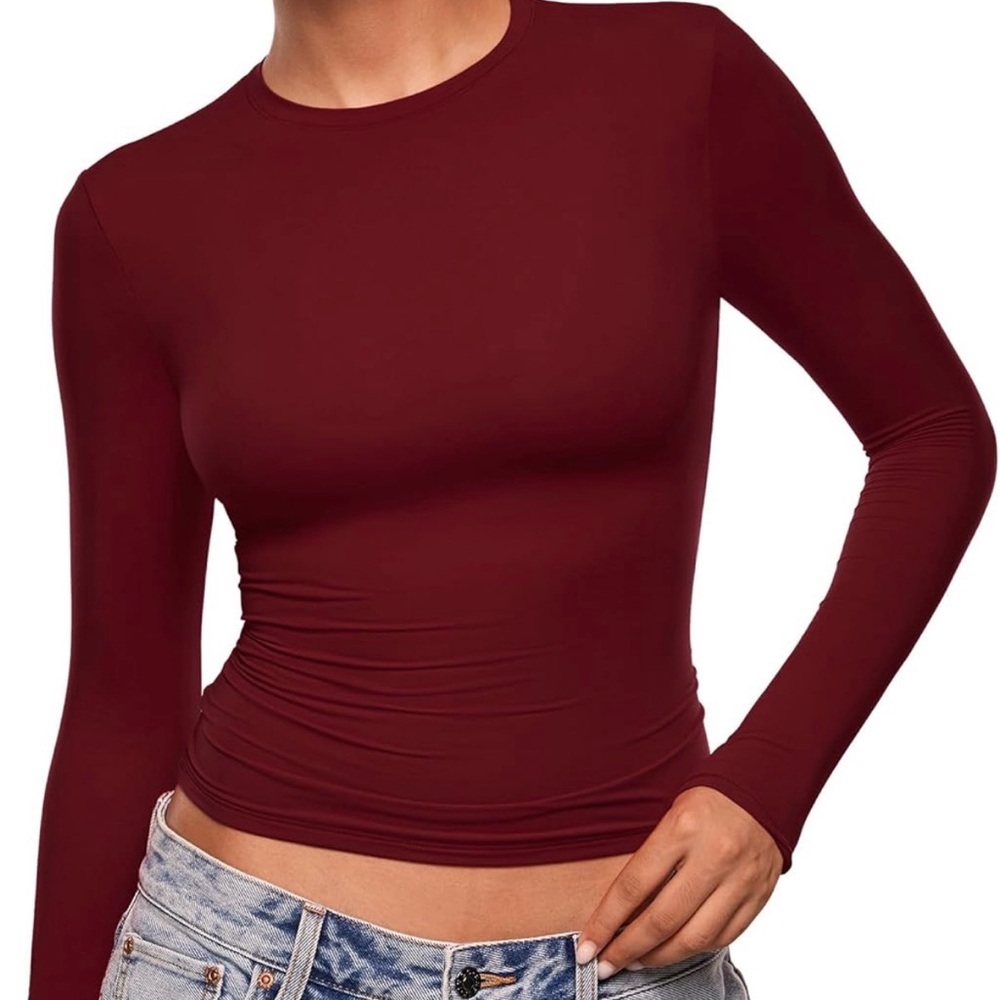 Women’s Dark Red Long Sleeve Shirt